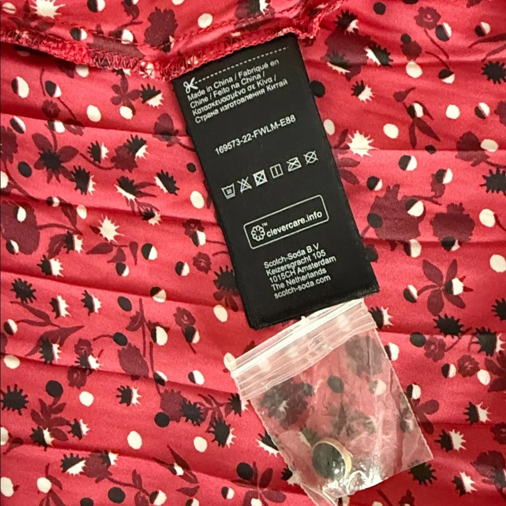 Scotch & Soda Anthropologie Rouge Red Floral Print pleated maxi Dress NWT $220